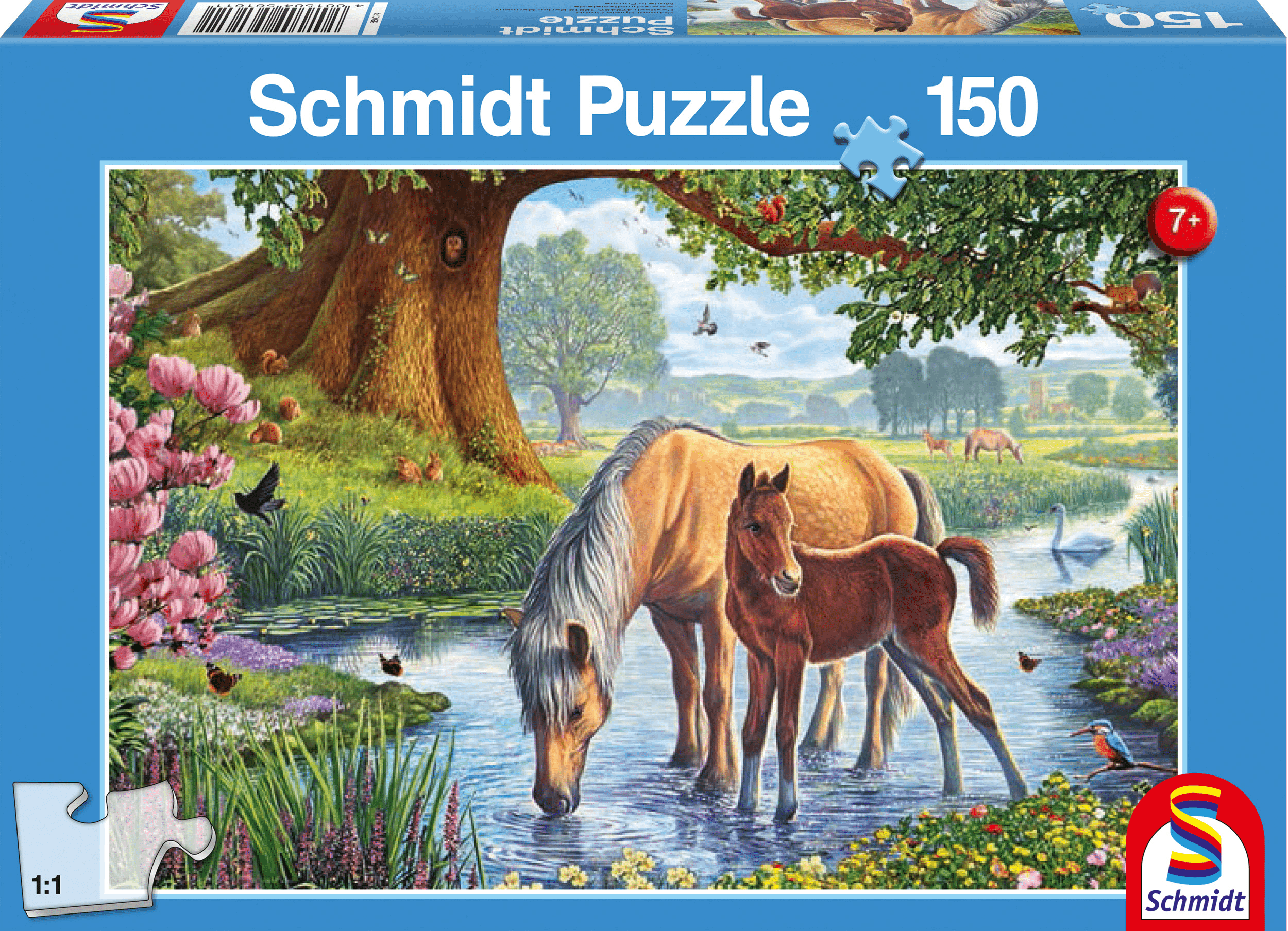 Paarden bij de stroom, 150 stukjes - Puzzel afbeelding