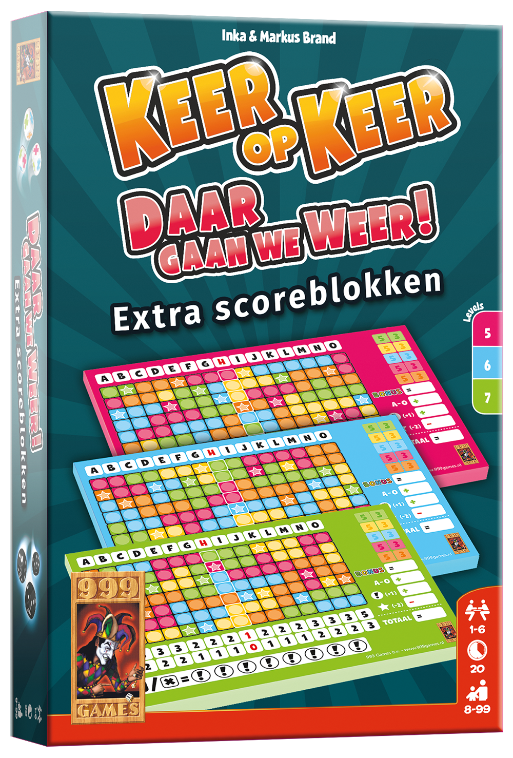 Scoreblokken Keer op Keer drie stuks Level 5, 6 en 7 - Dobbelspel